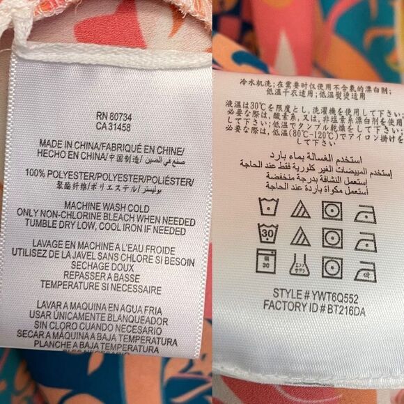 Bgbgmaxazria Iness Boho Kaftan Printed Mini Knee Length Dress Pink Blue XS - Picture 12 of 13